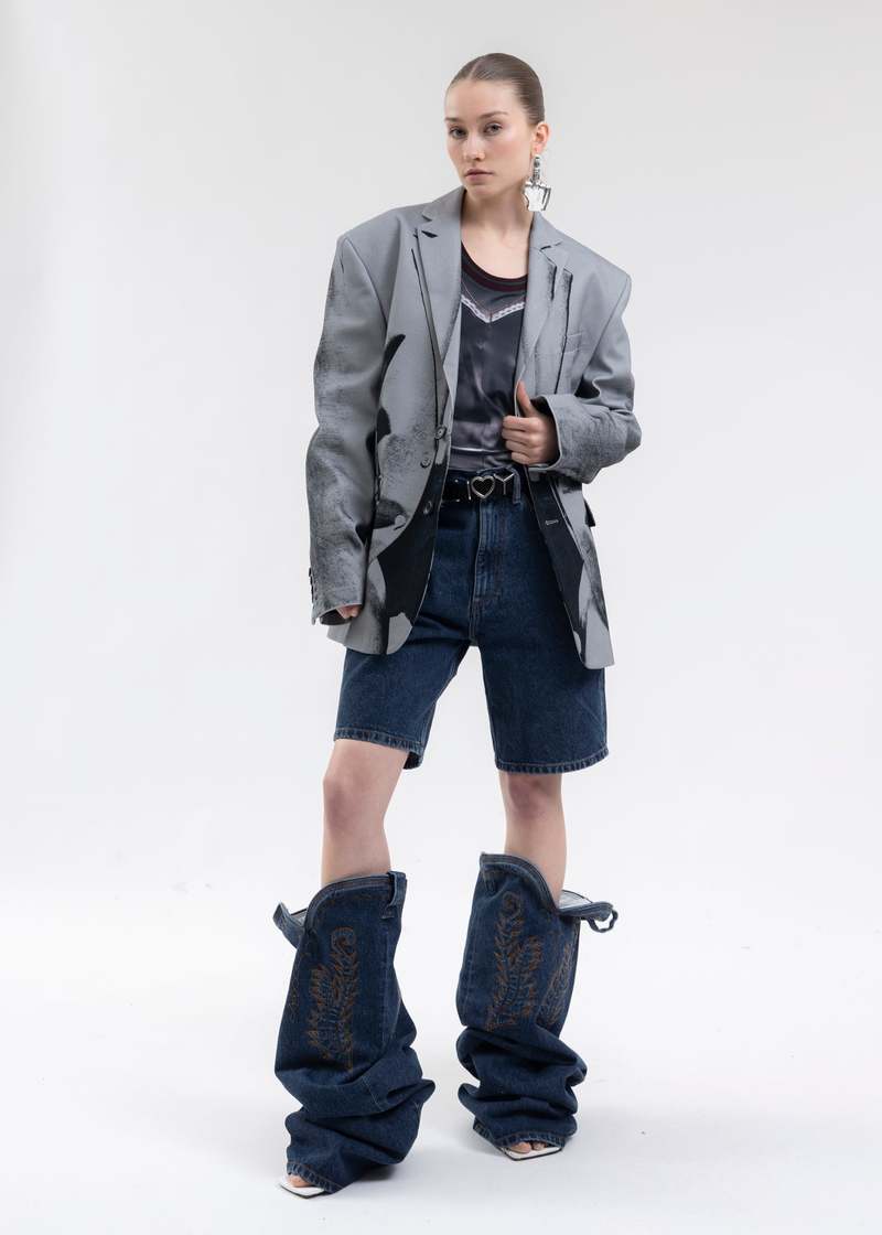 Y/project CLASSIC MAXI COWBOY CUFF JEANS - NAVY | Garmentory