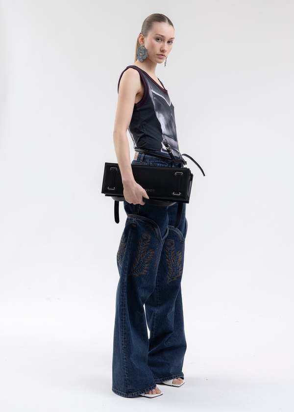 Y/project CLASSIC MAXI COWBOY CUFF JEANS - NAVY | Garmentory