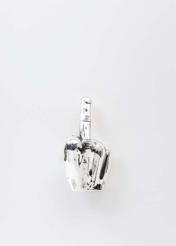 Y/project MAXI FUCK YOU SINGLE EARRING - Silver | Garmentory