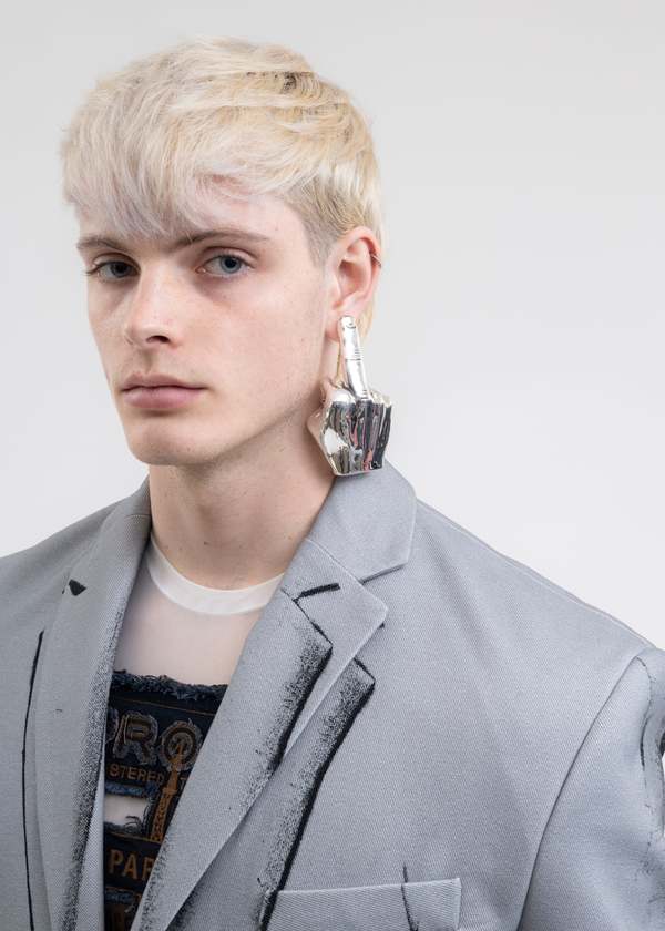 Y/project MAXI FUCK YOU SINGLE EARRING - Silver | Garmentory