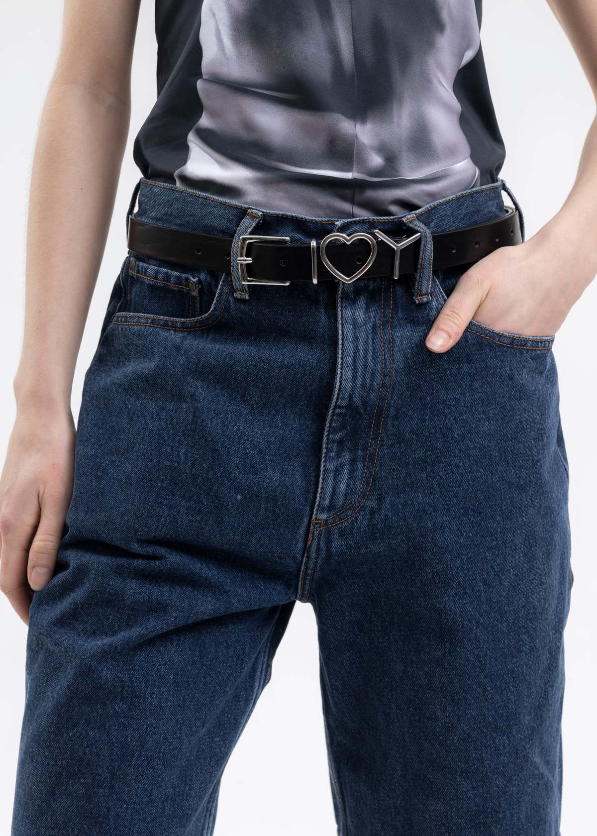 小物 Y/project Y heart belt black Y/Project Y Heart slim leather belt Y/Project