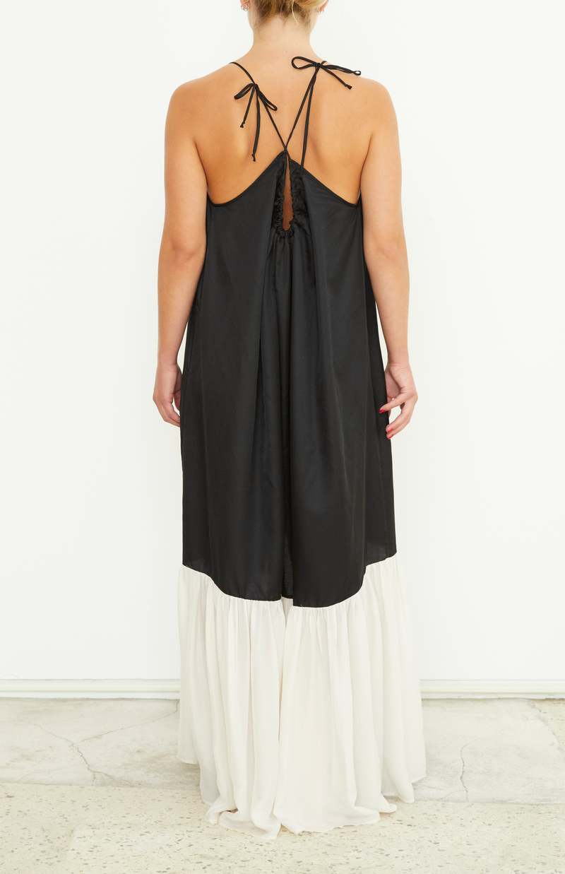 Brazeau Tricot Andrea with Chiffon - Black/Creme