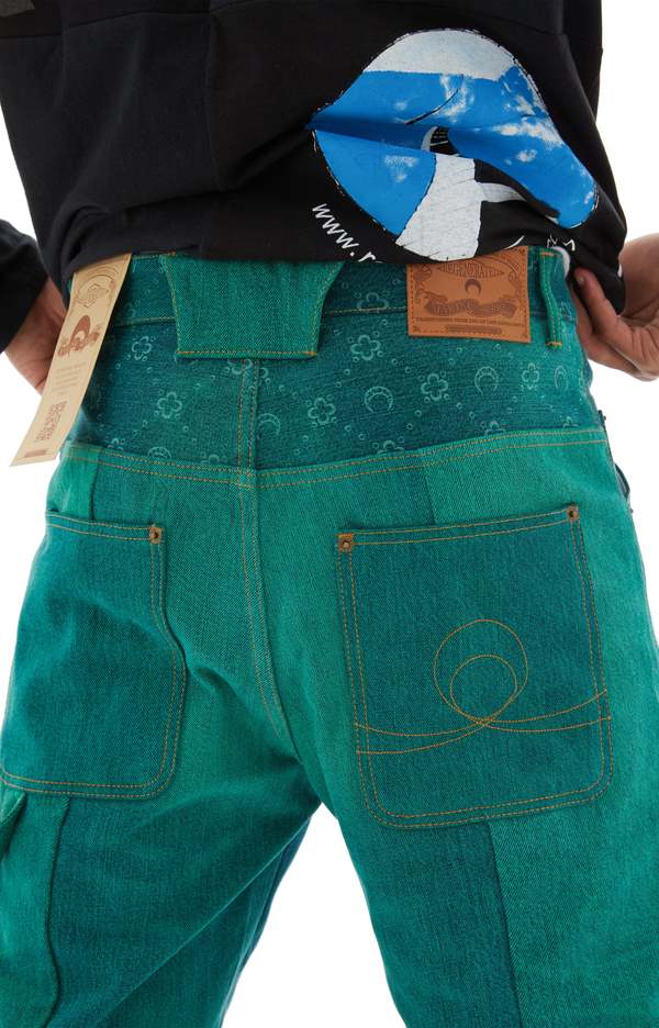 パンツ Marine Serre REGENERATED PANTS Marine Serre - Regenerated Denim Wide Leg Pants | HBX