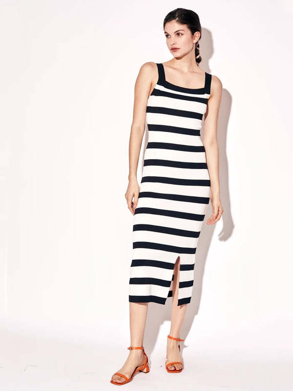 Deluc Epsilon Striped Dress - Black/White | Garmentory