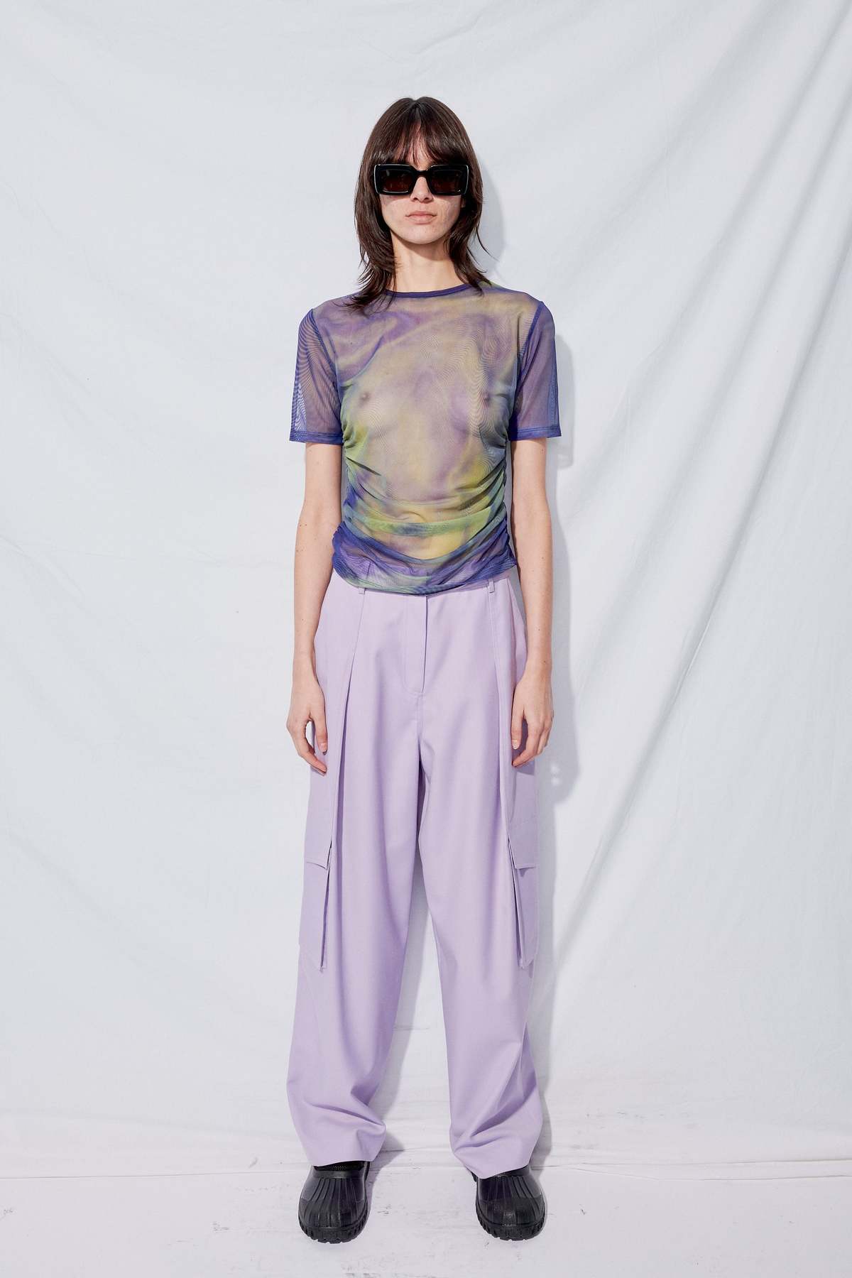 DRAE Mesh Shirt - Blue Glitch Print - Image 2 of 10