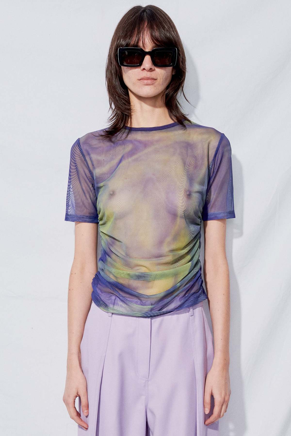 DRAE Mesh Shirt - Blue Glitch Print - Image 8 of 10