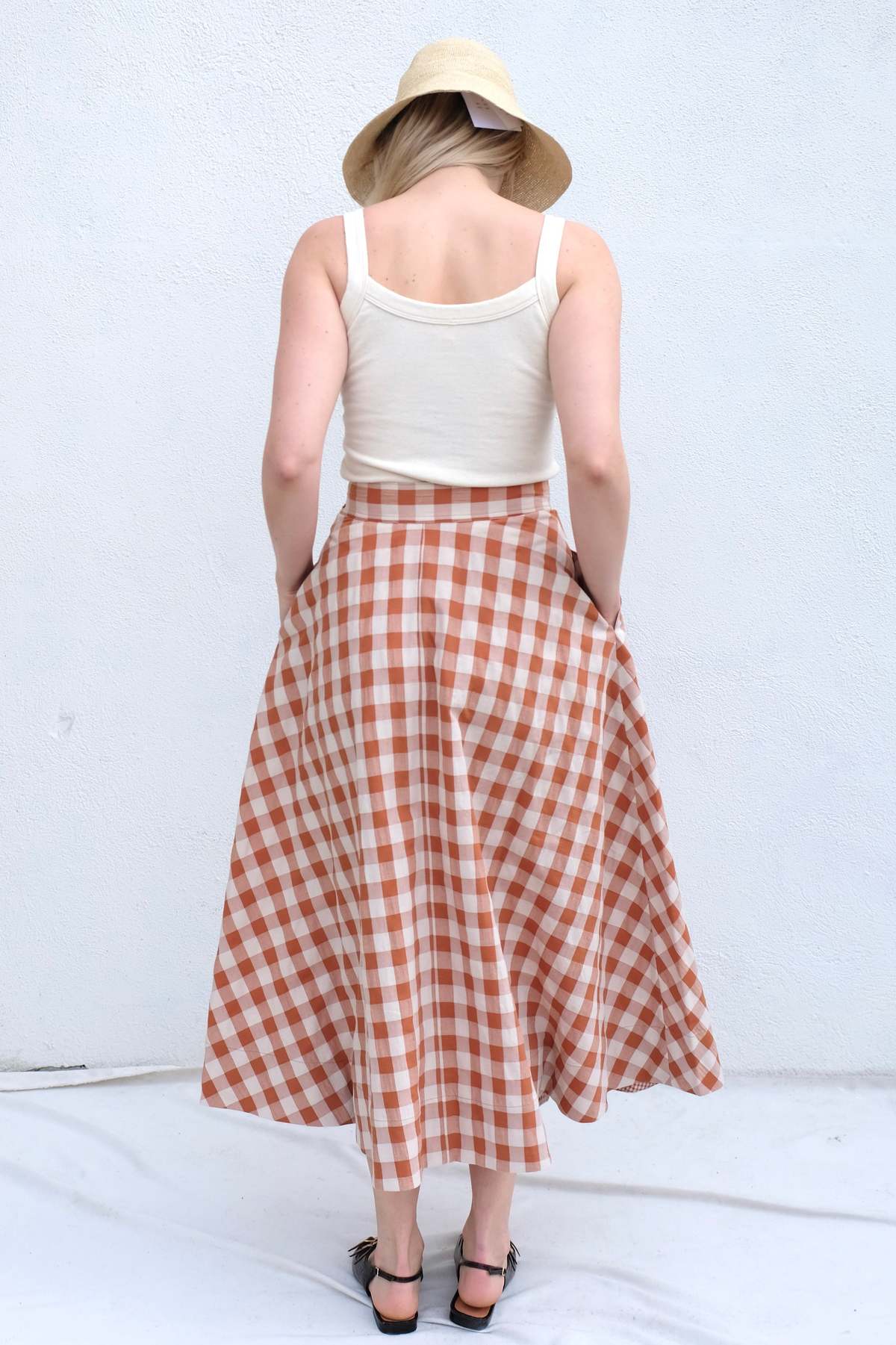 Caron Callahan Malva Skirt - Terracotta Gingham - Image 2 of 4