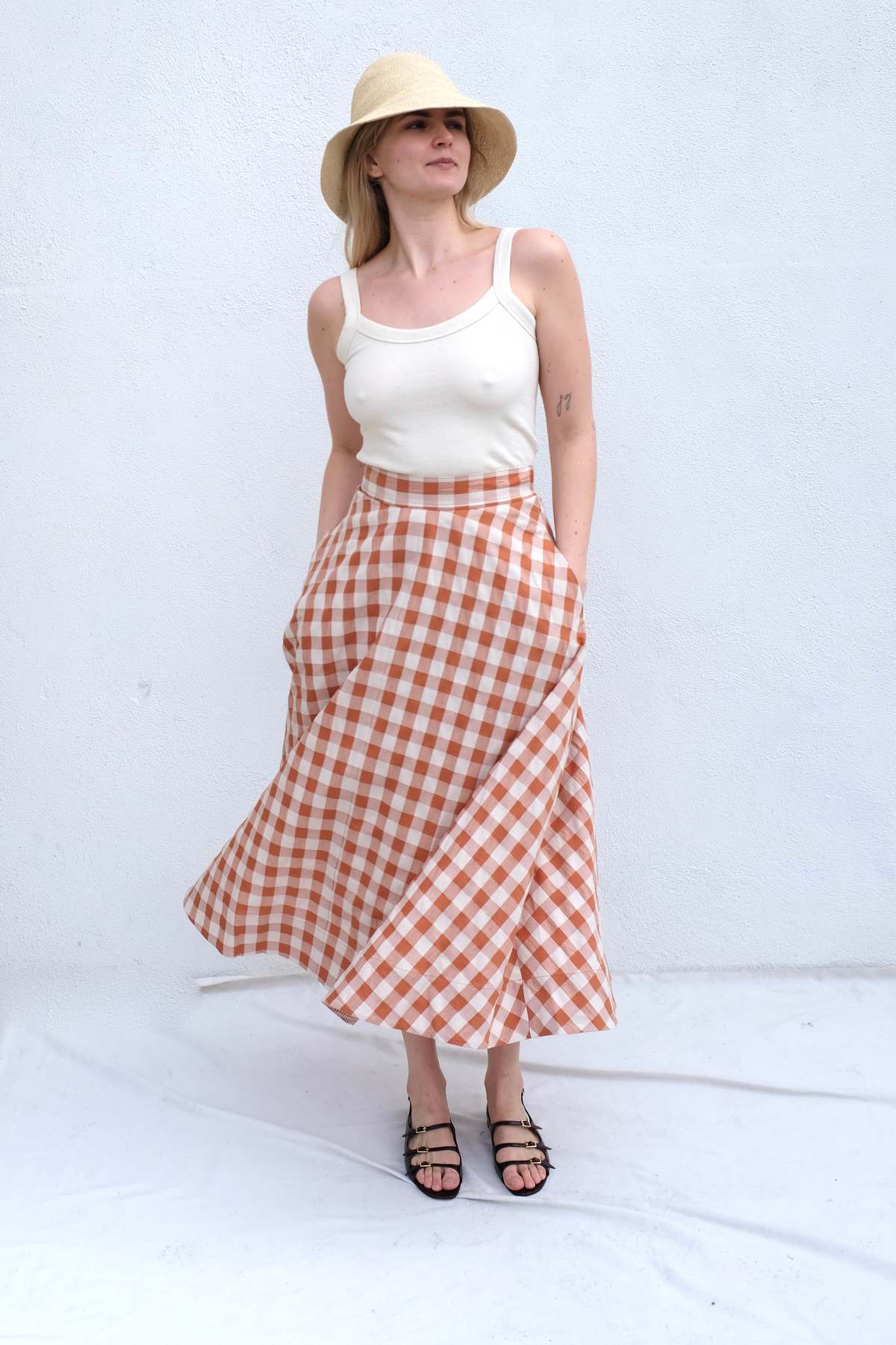Caron Callahan Malva Skirt - Terracotta Gingham - Image 3 of 4