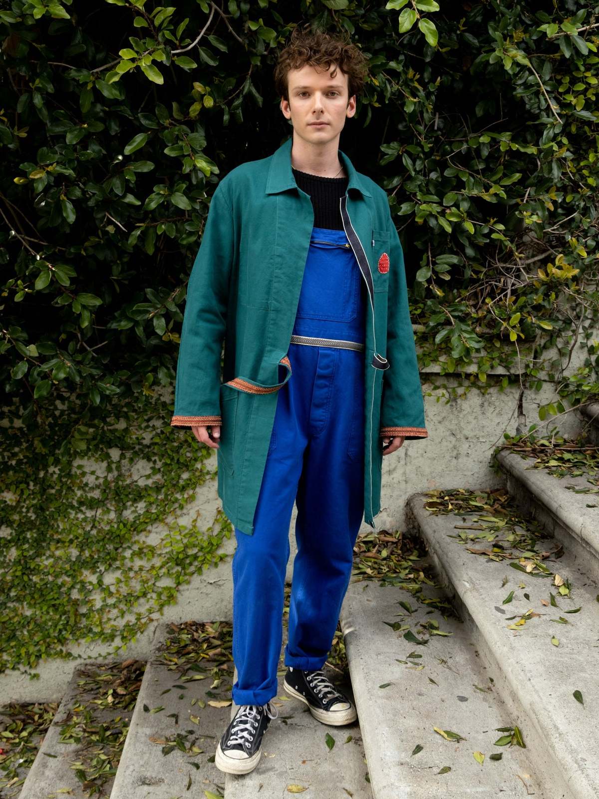 90s French ヴィンテージWork Atelier LOGO Coat Vintage French Workwear Sanfor Double Breasted Selvedge