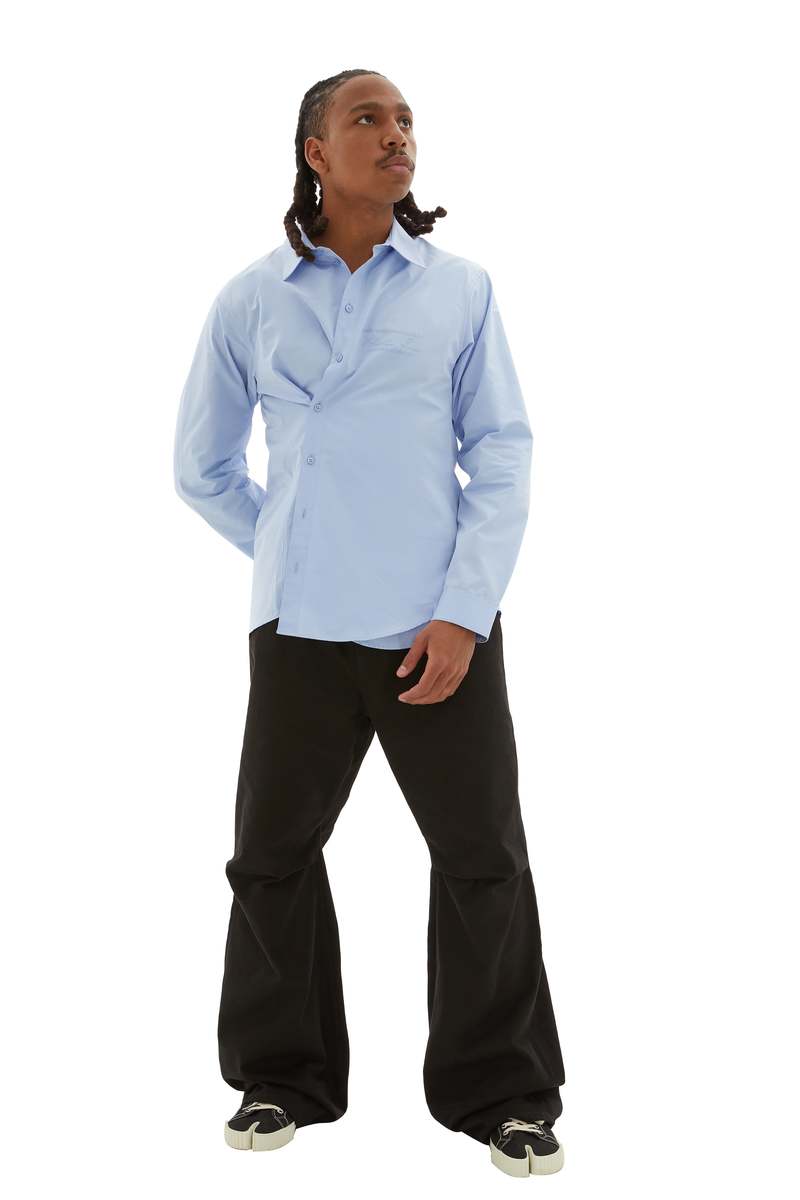 Martine Rose Wrap Cotton Shirt - Blue | Garmentory