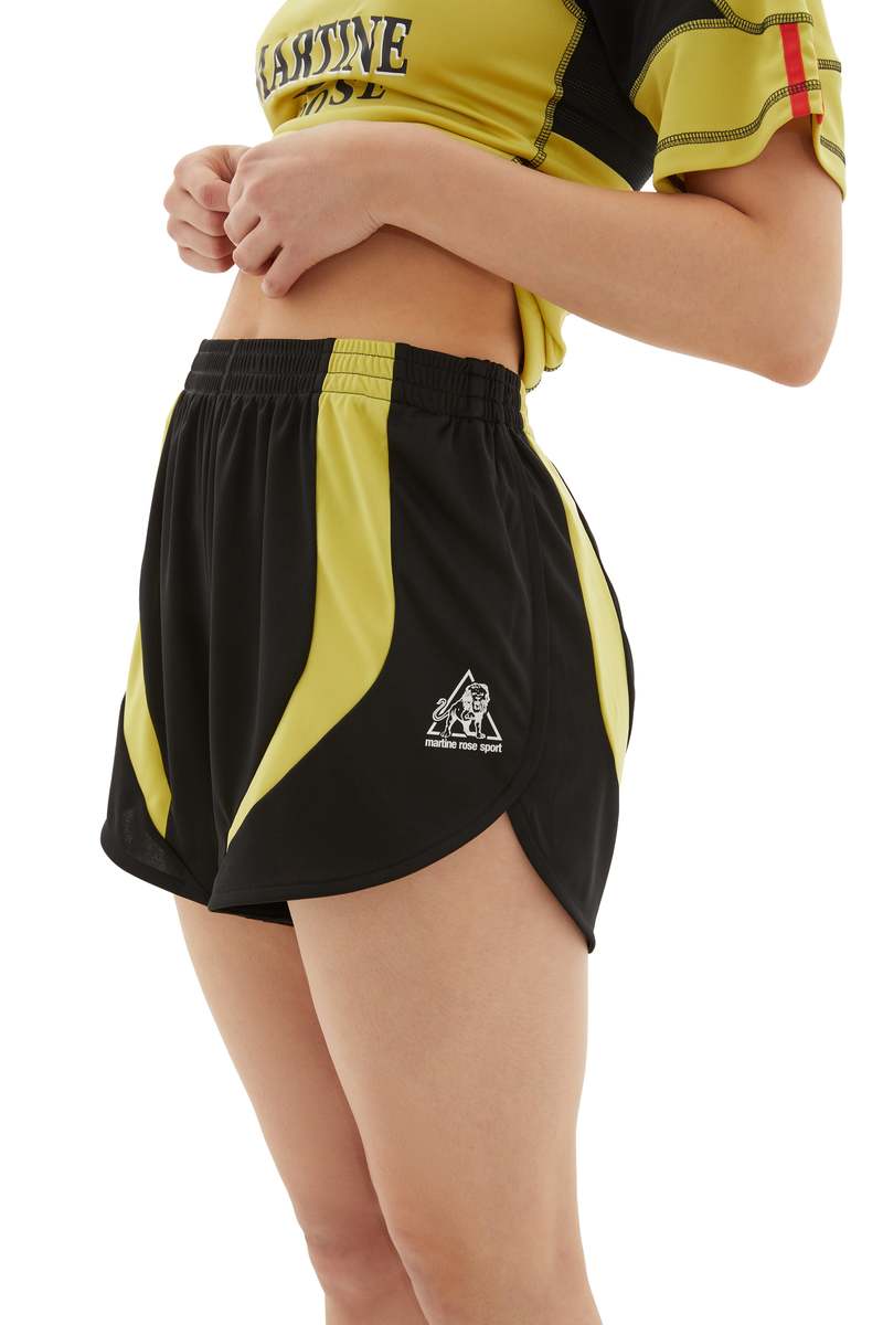 Martine Rose Football Jersey Shorts - Black/Yellow | Garmentory