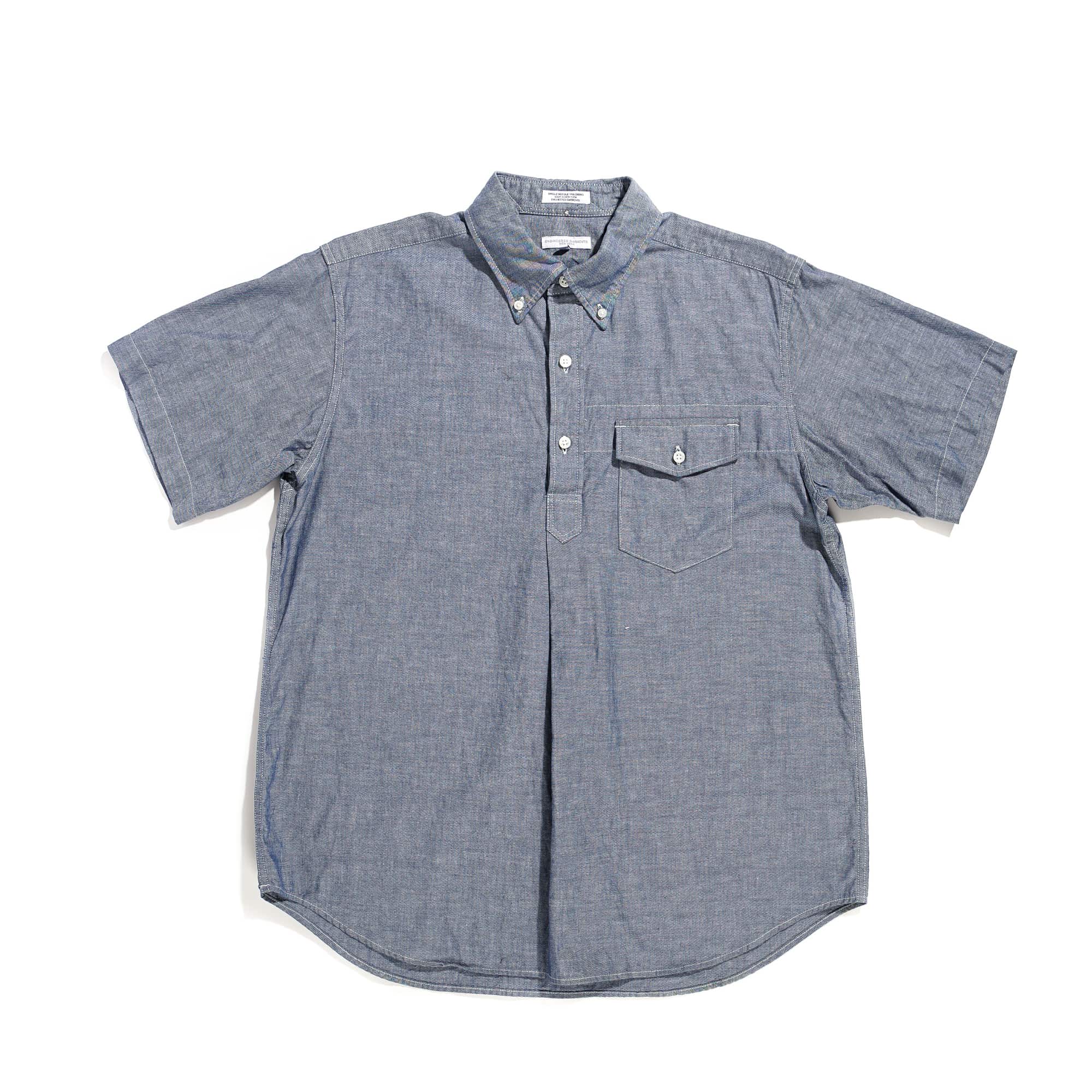 トップス Engineered Garments Popover BD Chambray Engineered Garments cotton Chambray Popover BD Shirt - Blue