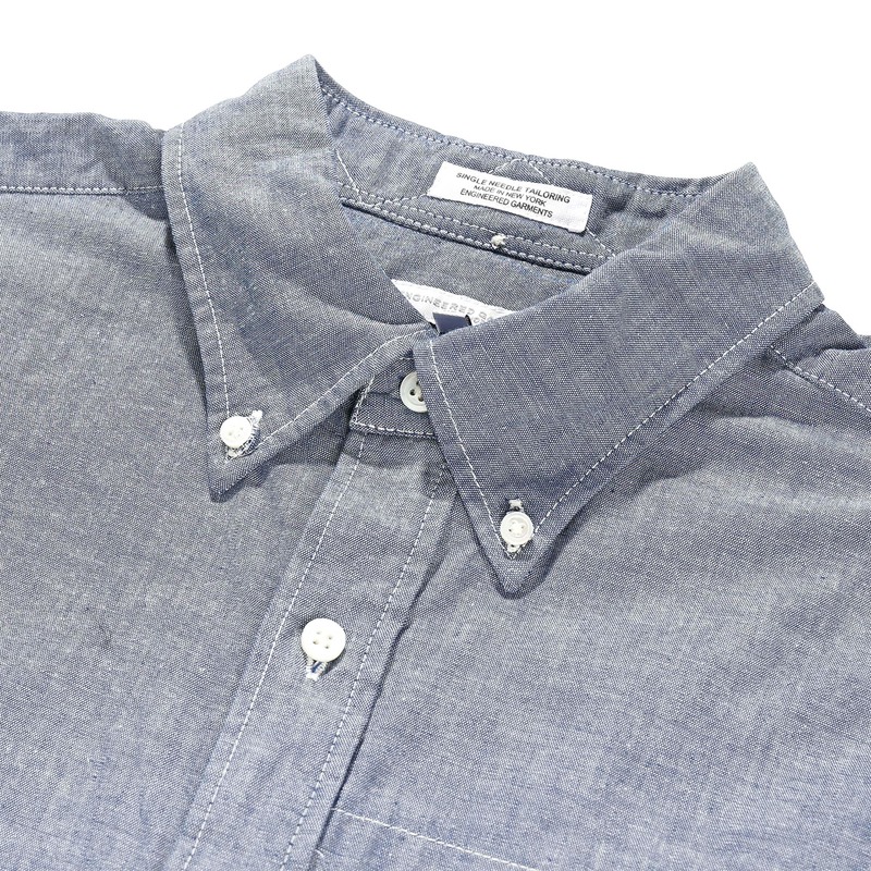 Engineered Garments Cotton Chambray Popover BD Shirt - Light Blue