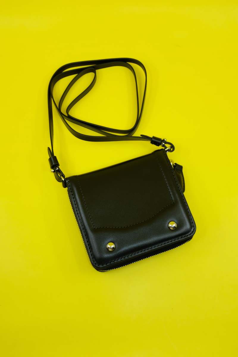 Lemaire Cow Leather Ransel Square Zip Wallet - Black | Garmentory