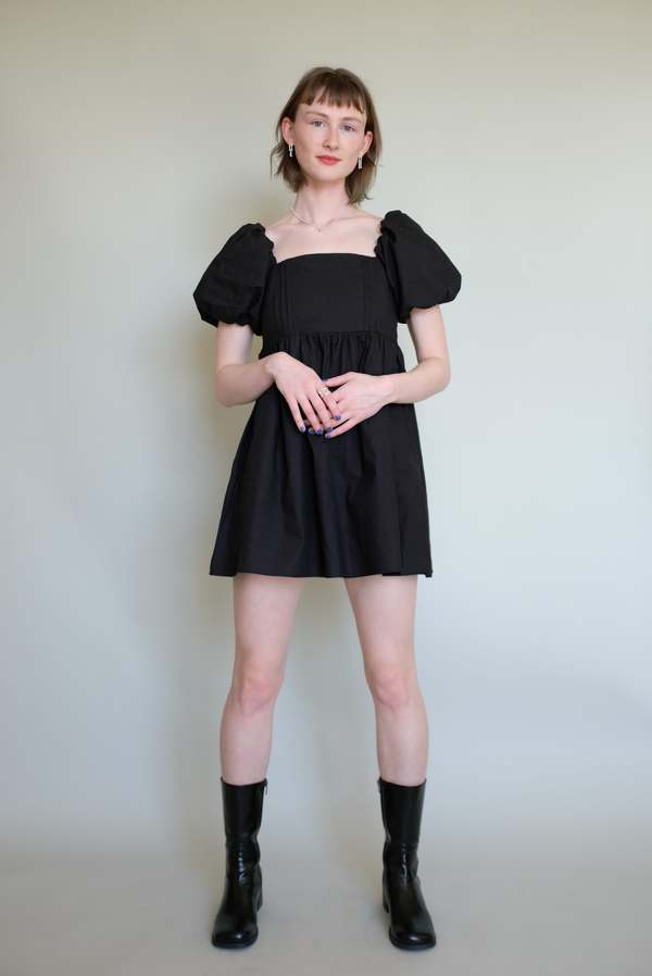Puff sleeve mini dress in Black | Garmentory