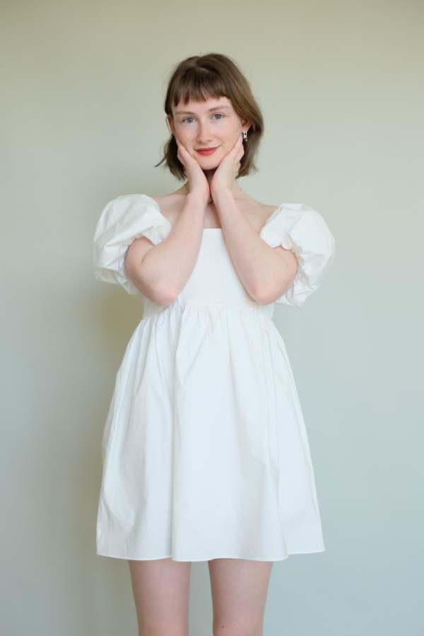 Puff sleeve mini dress in White | Garmentory Puff sleeve mini dress in White | Garmentory