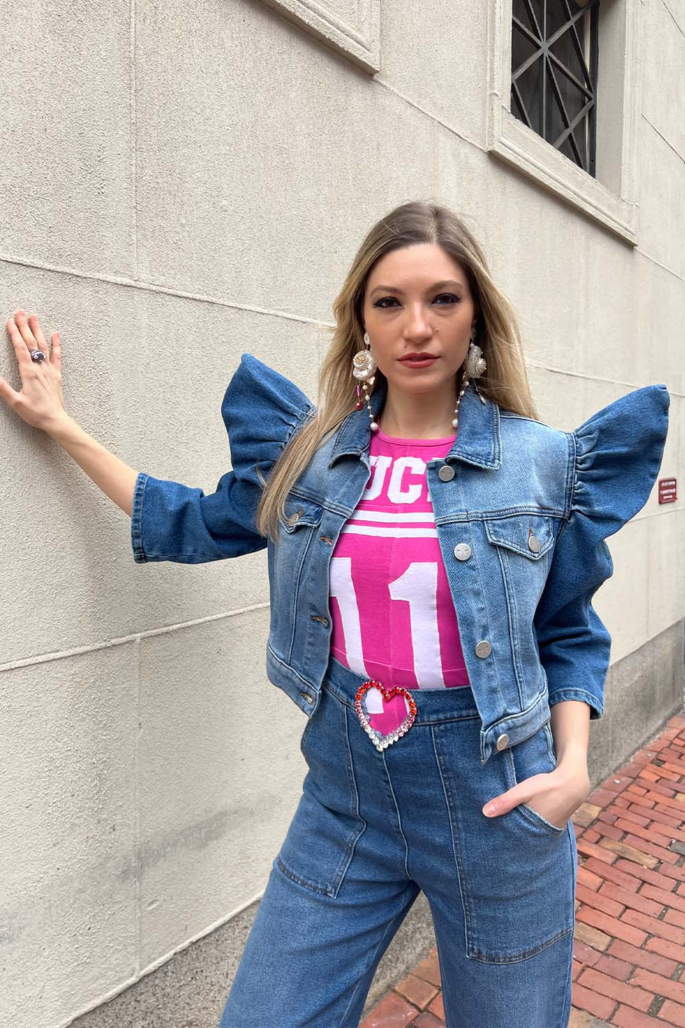 Blue Jean Jacket With Puffy Sleeves Lingjiazi Womens Cute Puff