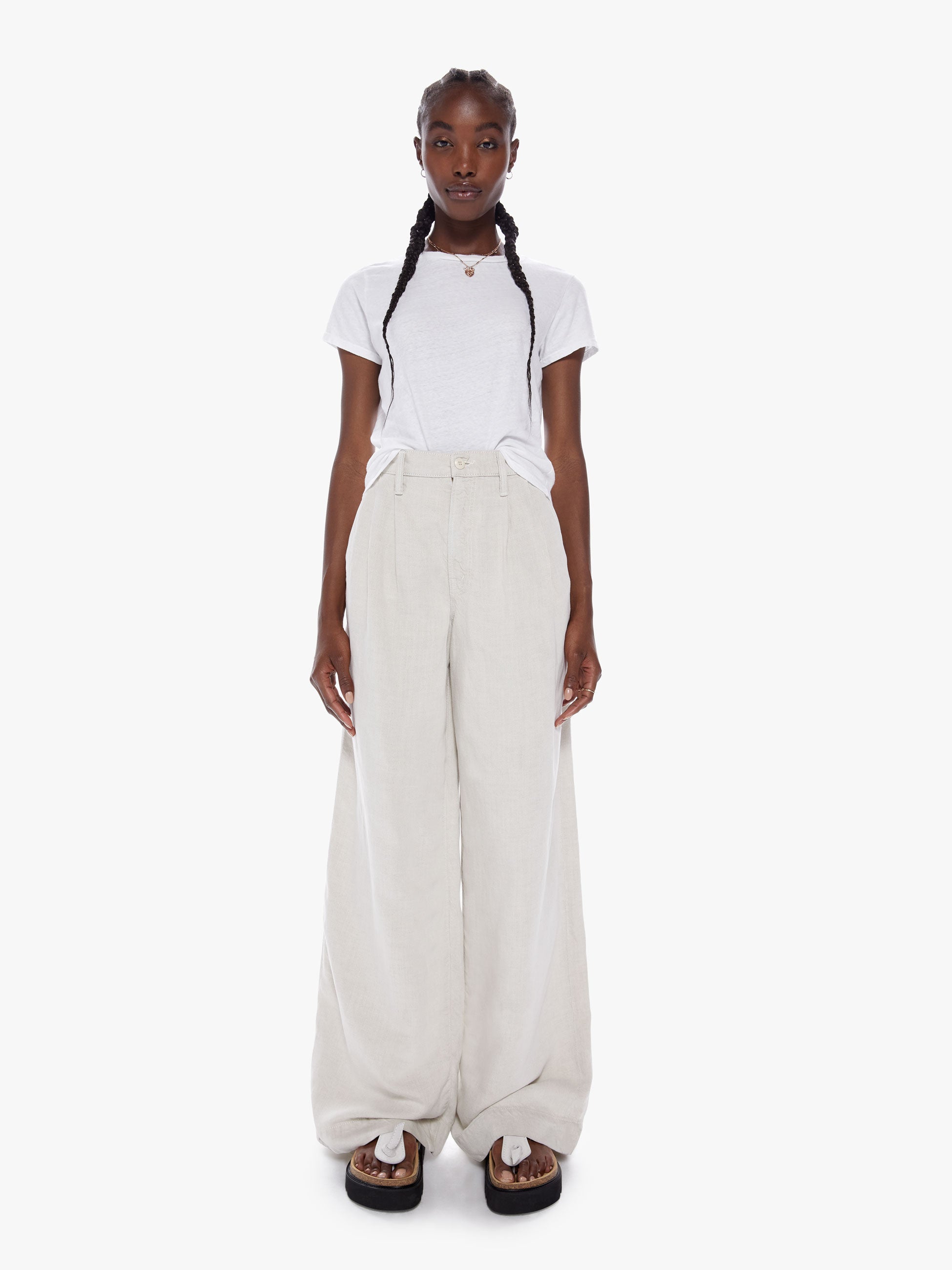 Mother Denim High Waisted Pouty Prep Heel - White Smoke | Garmentory