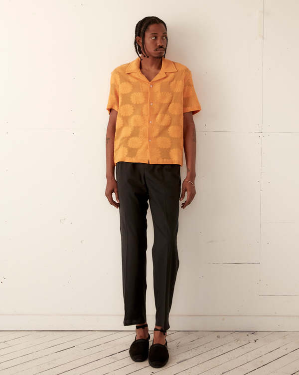 Bode Sunflower Lace Ss Shirt - Golden | Garmentory