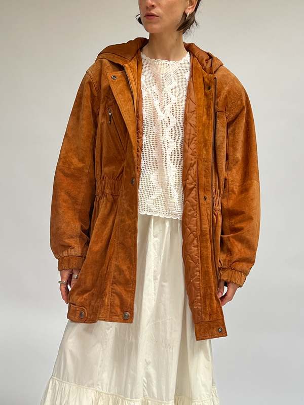 Vintage Suede Duffel Coat Caramel Garmentory