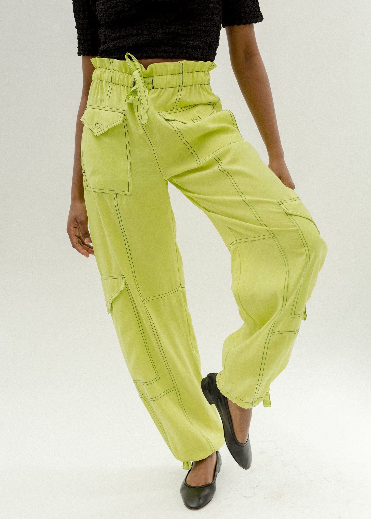 Ganni Light Slub Pocket Pant - Sulphur Spring | Garmentory