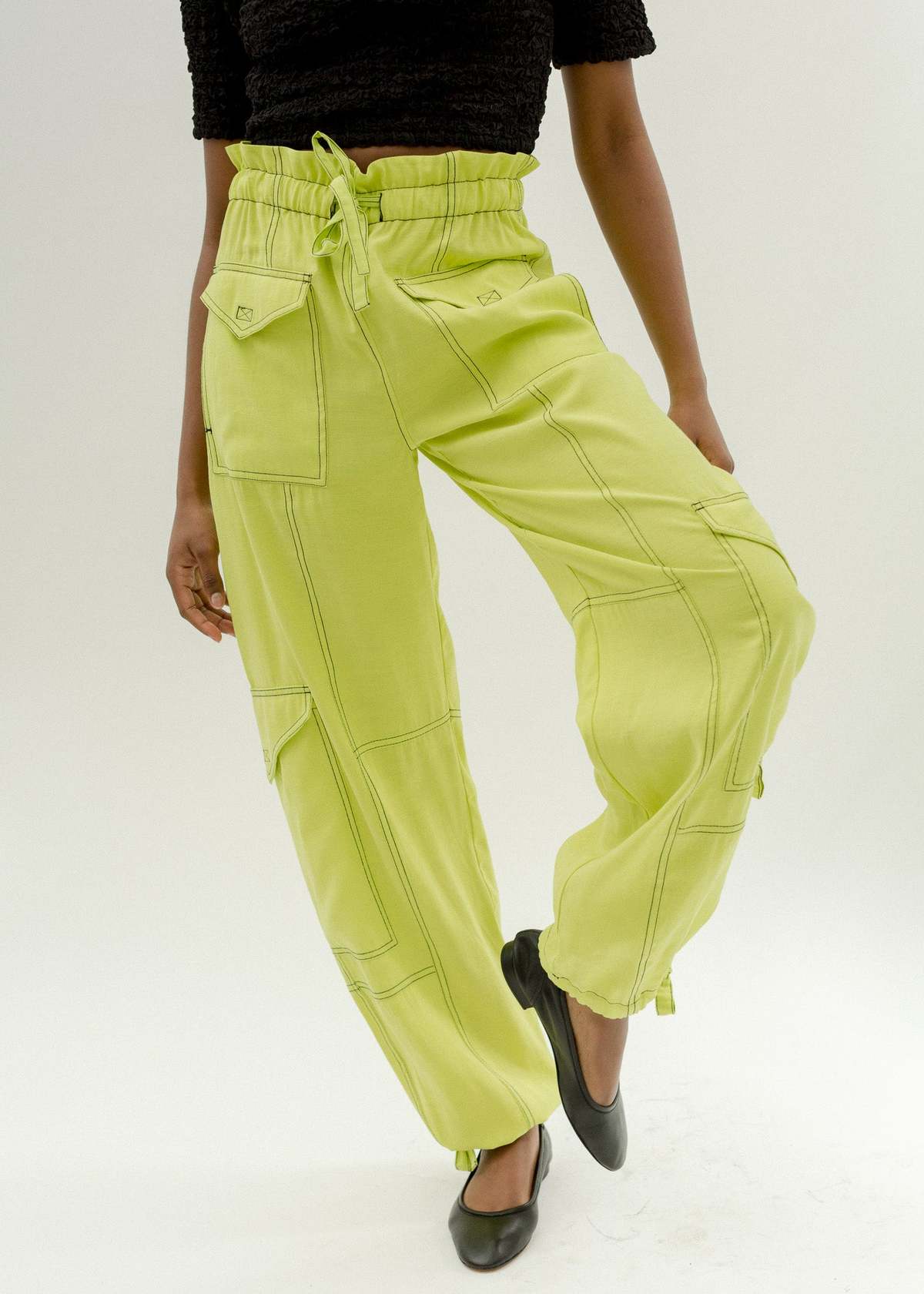 Ganni Light Slub Pocket Pant - Sulphur Spring | Garmentory