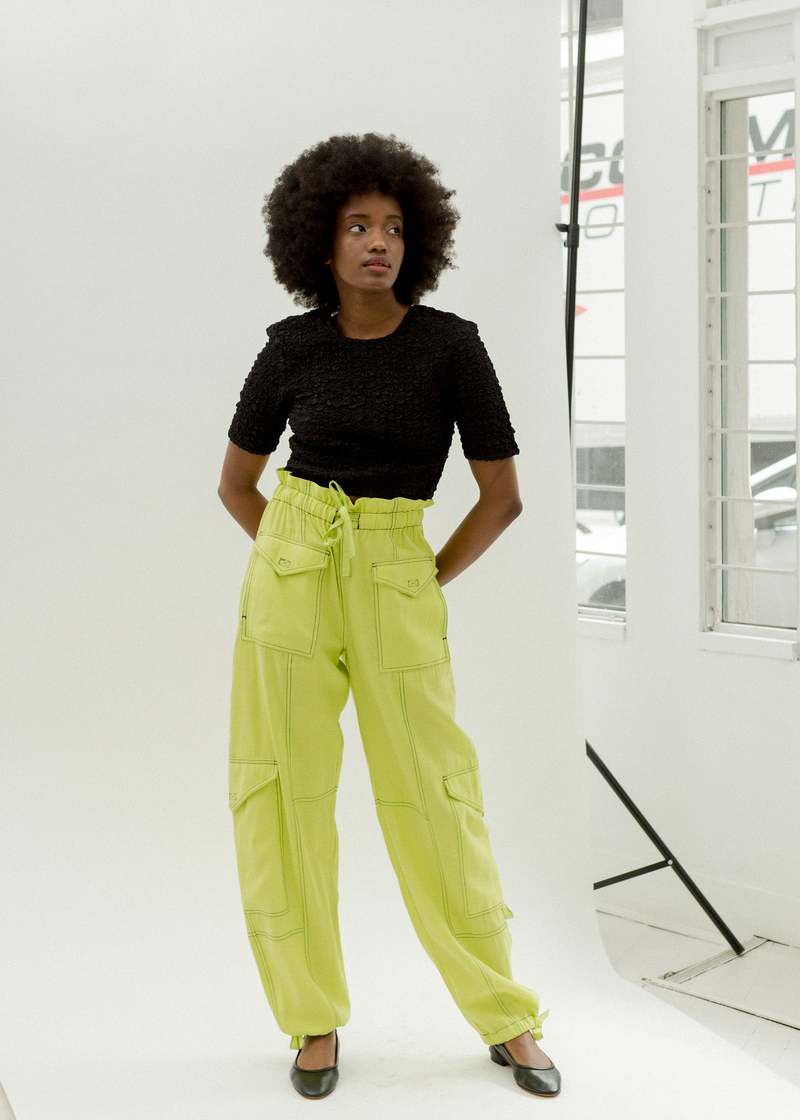 Ganni Light Slub Pocket Pant - Sulphur Spring | Garmentory
