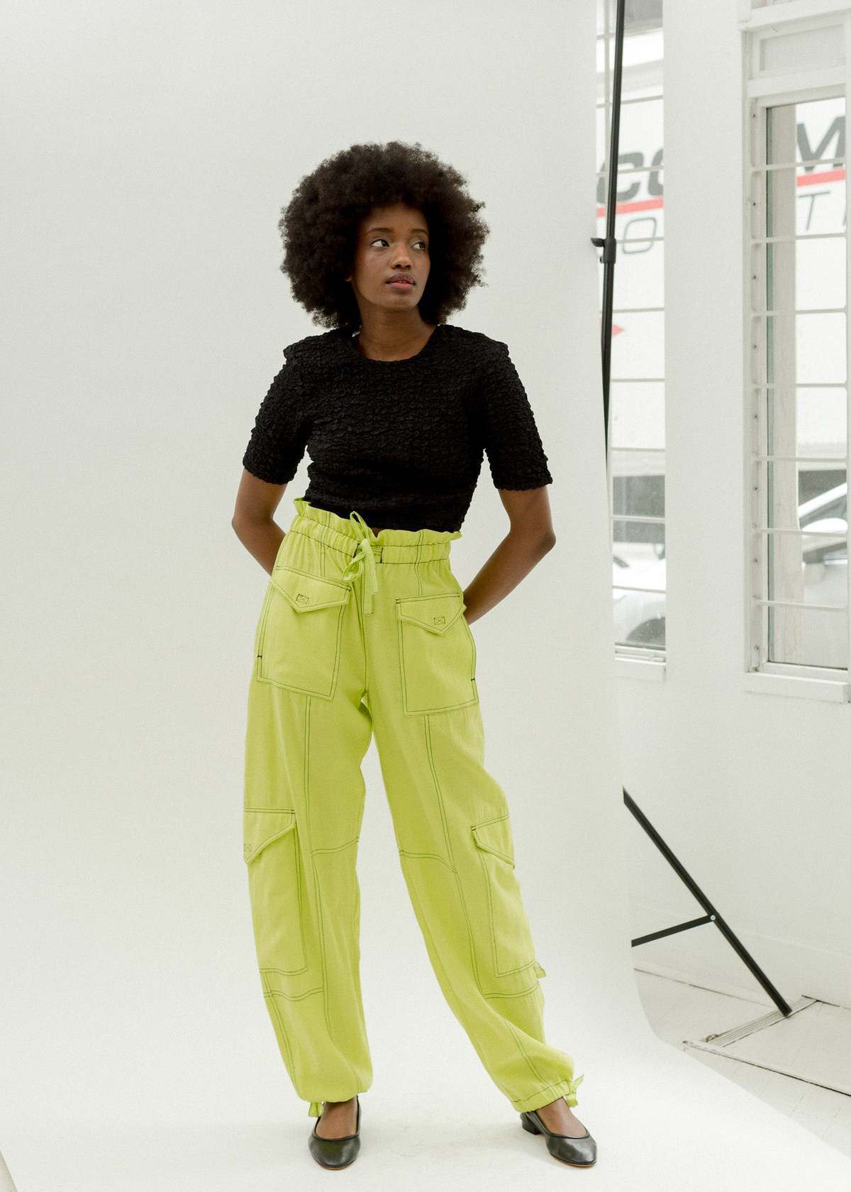 Ganni Light Slub Pocket Pant - Sulphur Spring | Garmentory 