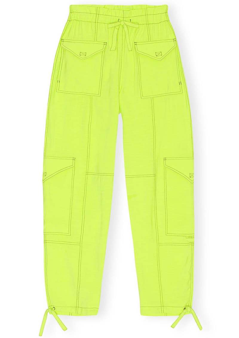パンツ Ganni 'Light Slub Pocket' pants Aloe Light Slub High Waist Pocket Trousers | GANNI US