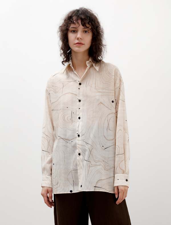 Lemaire Printed Regular Collar Shirt - Twisted Marble | Garmentory 