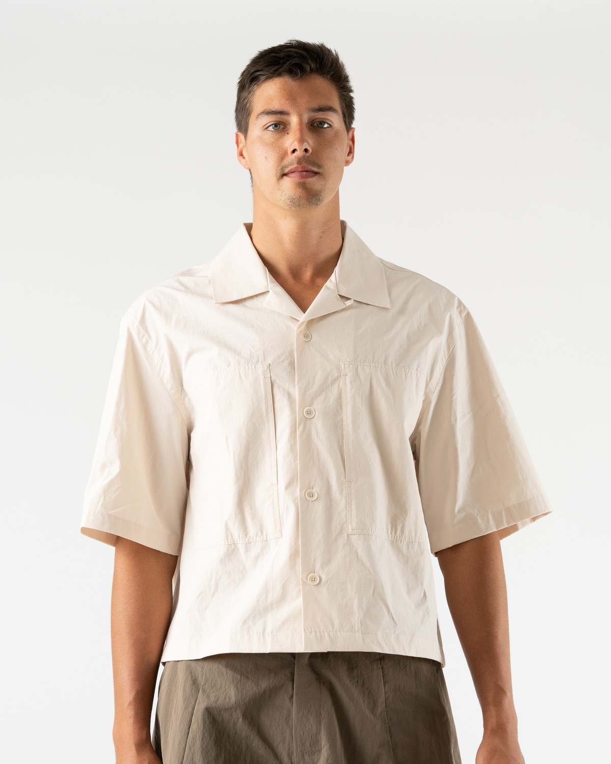 Amomento Pocket Half Shirt - Light Beige | Garmentory