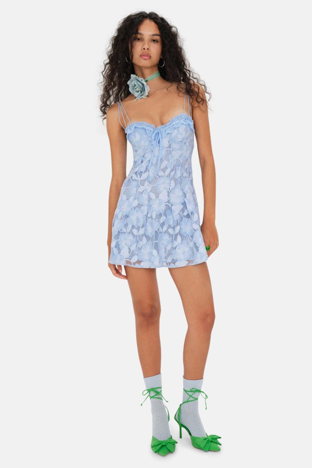 sachin and babi light blue dress Light Blue Floral Embroidered Mini Dress - All Dresses main image 0