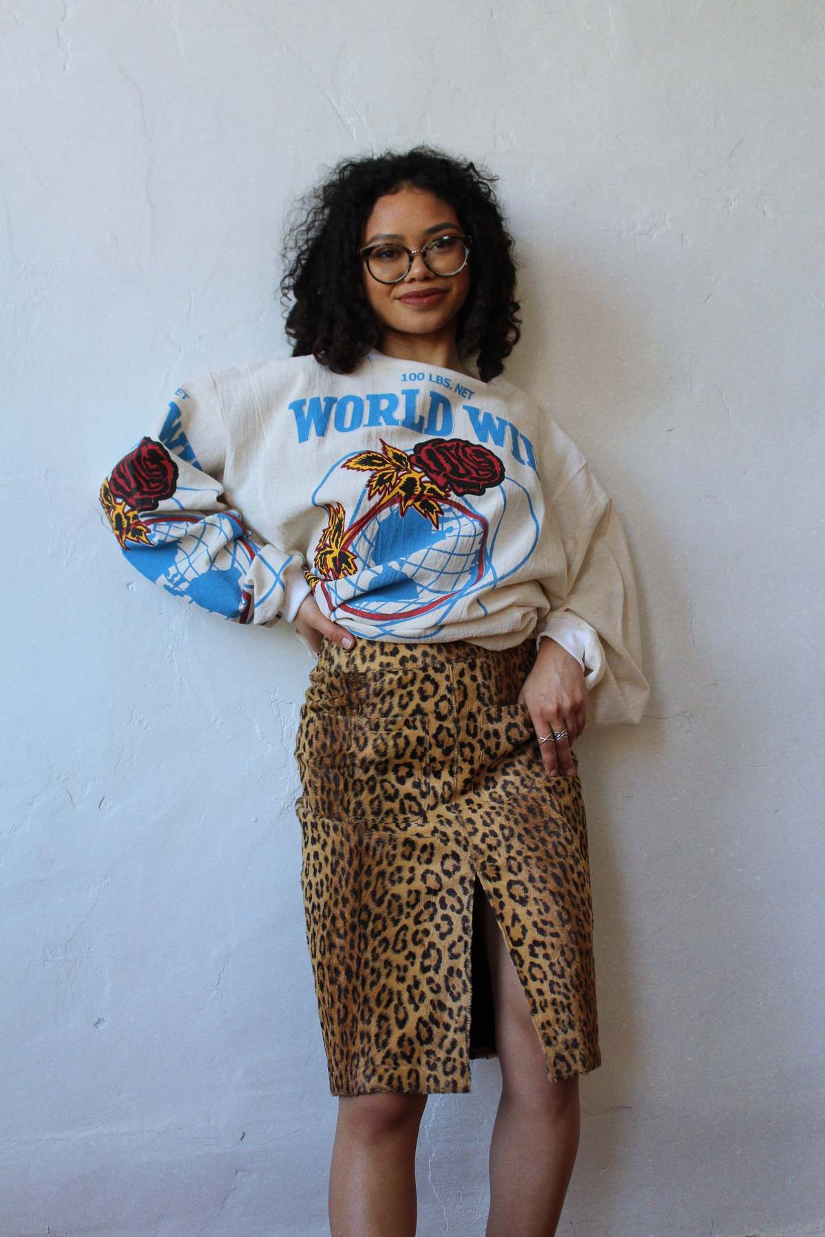 3 Women 1990s Jean Colonna Faux t Pencil Skirt - Leopard Prin