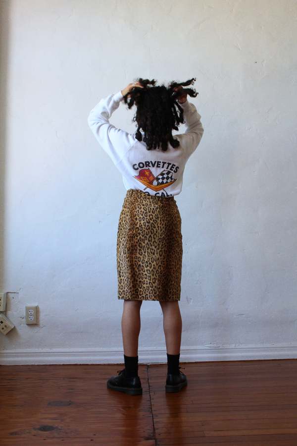 3 Women 1990s Jean Colonna Faux t Pencil Skirt - Leopard Prin