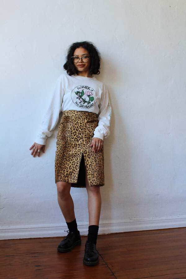 3 Women 1990s Jean Colonna Faux t Pencil Skirt - Leopard Prin