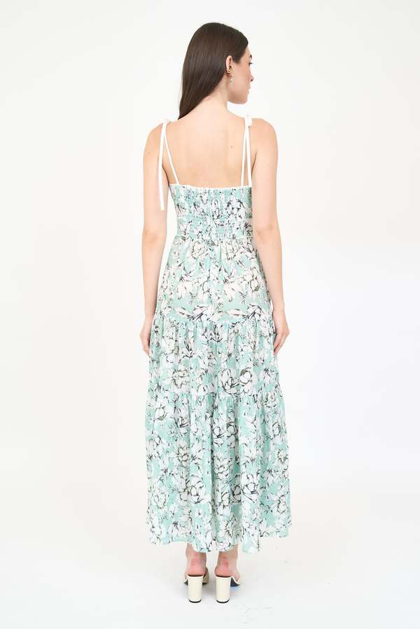 floral midi and maxi dresses Women's Phenomenal Fashion Drop Waist Floral Midi Dress in Apricot