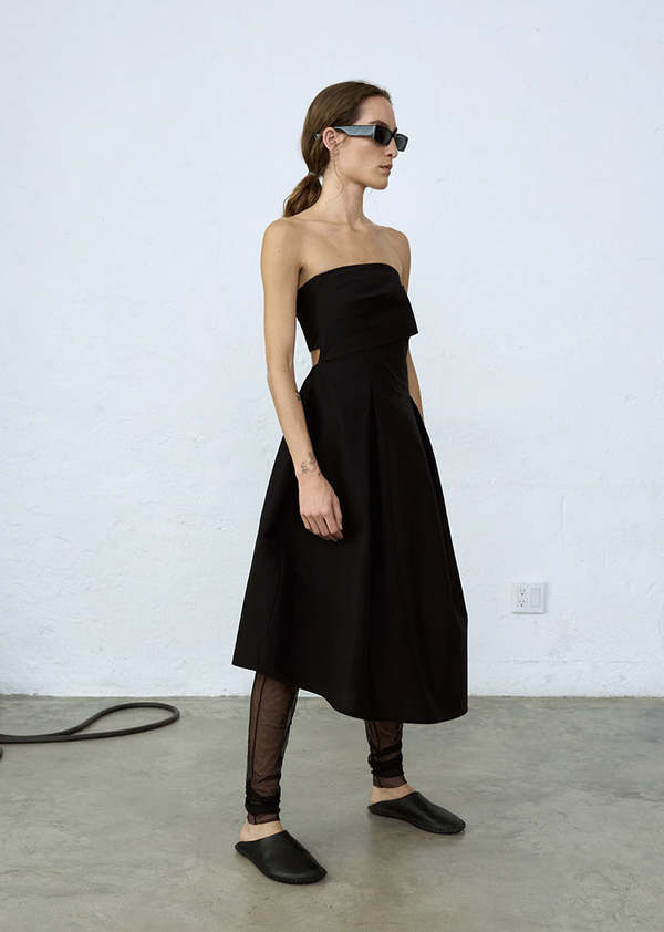 knee length dresses for ladies Zara Strapless Midi Dress