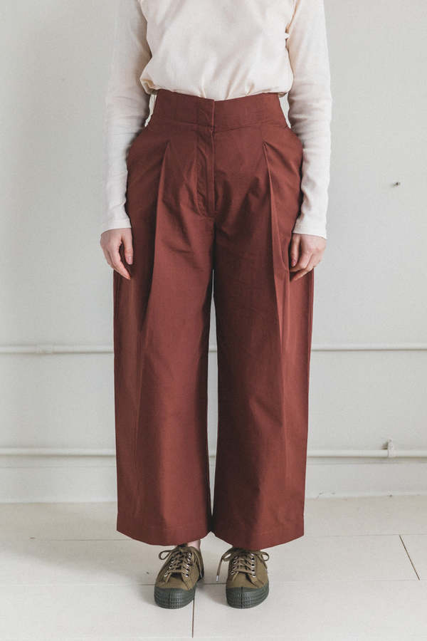 Studio Nicholson Dordoni Powder Cotton Pants - Chestnut | Garmentory