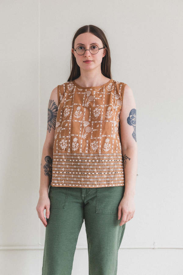 Antipast Garment Dyed Embroidery Top - Beige
