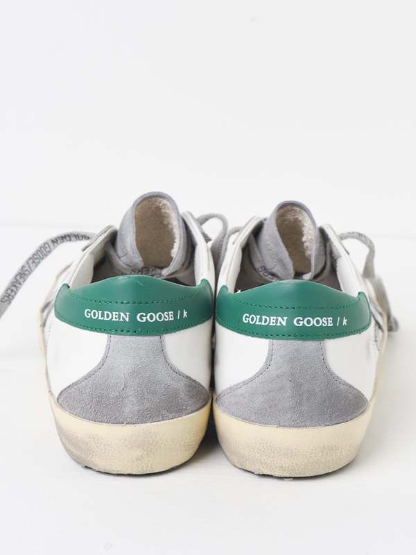 スニーカー GOLDEN  GMF00102 F004167 82171 SUPER STAR WHITE Men's Super-Star in white leather with silver star and green