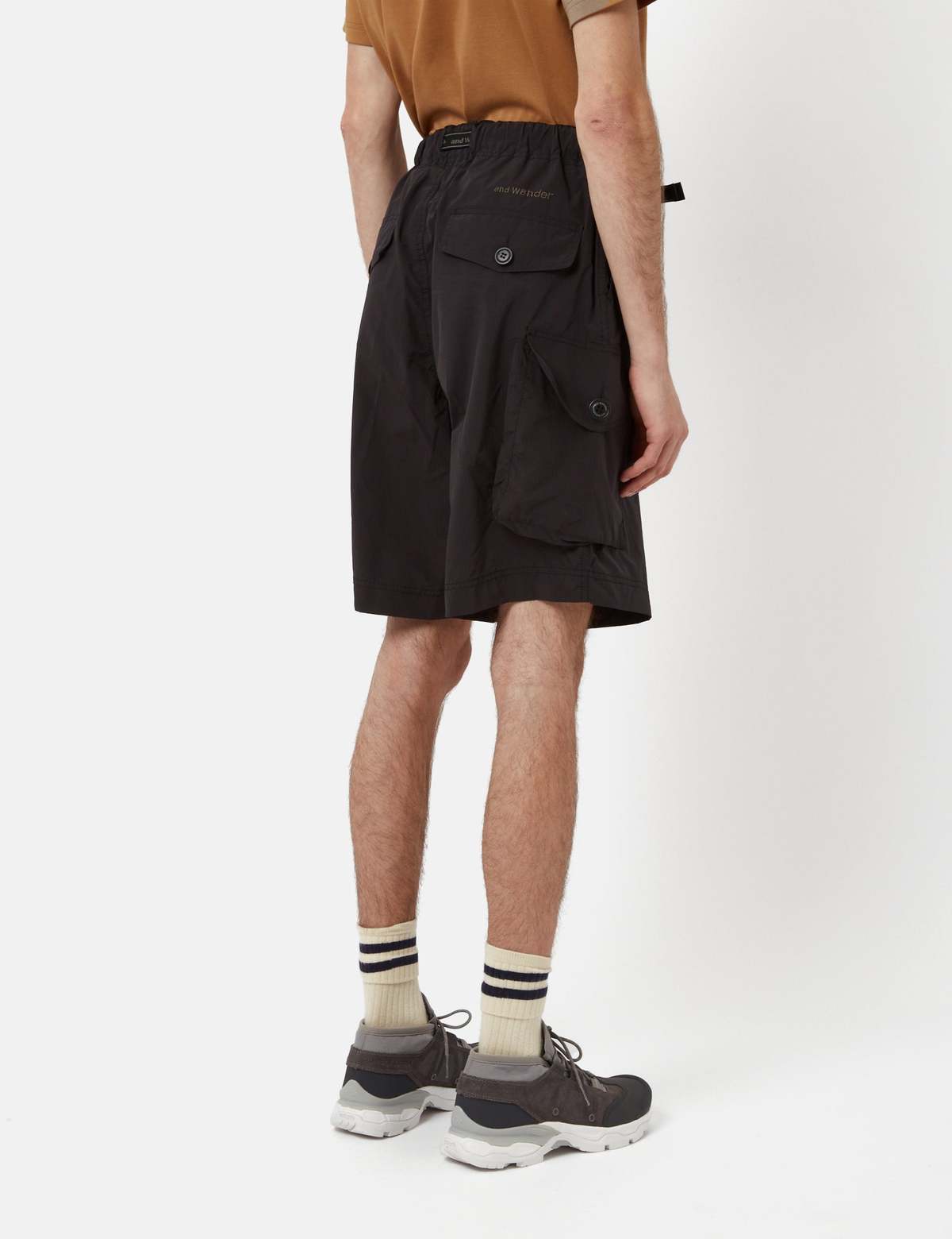 And Wander Oversized Cargo Shorts Black Garmentory