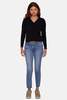 Blue&Cream Amber Cable V Neck Sweater - Black - Thumbnail 2