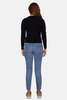 Blue&Cream Amber Cable V Neck Sweater - Black - Thumbnail 4