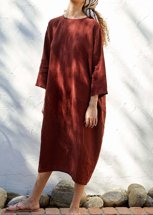 Black Crane Long Bud Dress - Brick | Garmentory Black Crane Long Bud Dress - Brick | Garmentory