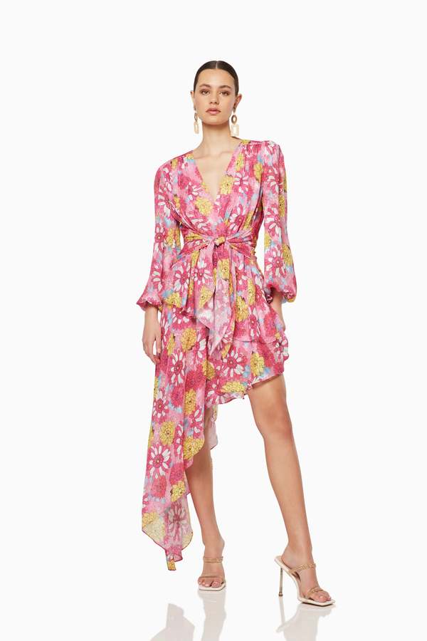 open lace back dress Elva Fitted Midi Dress in Pink  Elliatt