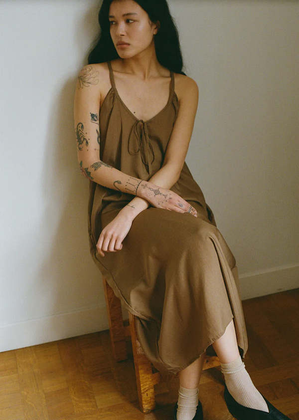 Deiji Studios The Scoop Neck Dress - Taupe | Garmentory Deiji Studios The Scoop Neck Dress - Taupe | Garmentory
