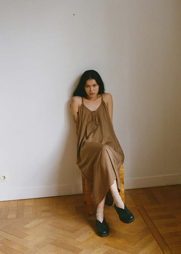 Deiji Studios The Scoop Neck Dress - Taupe | Garmentory Deiji Studios The Scoop Neck Dress - Taupe | Garmentory