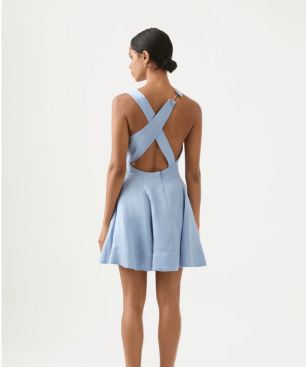 Aje Liberty Asymmetric Mini Dress - Steel Blue | Garmentory
