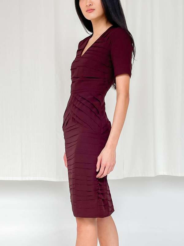 black and red dresses for women Color Blocked Maxi Dress (Black-Red-White)