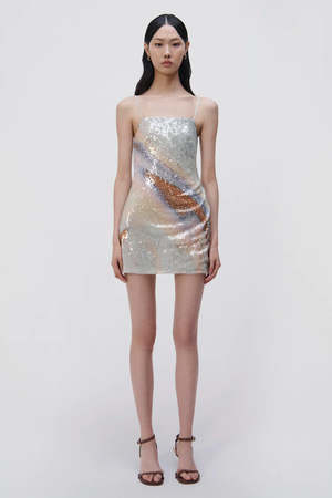 jonathan simkhai gunmetal glitter dress Roisin Diamante Maxi Dress - Gunmetal main image 0